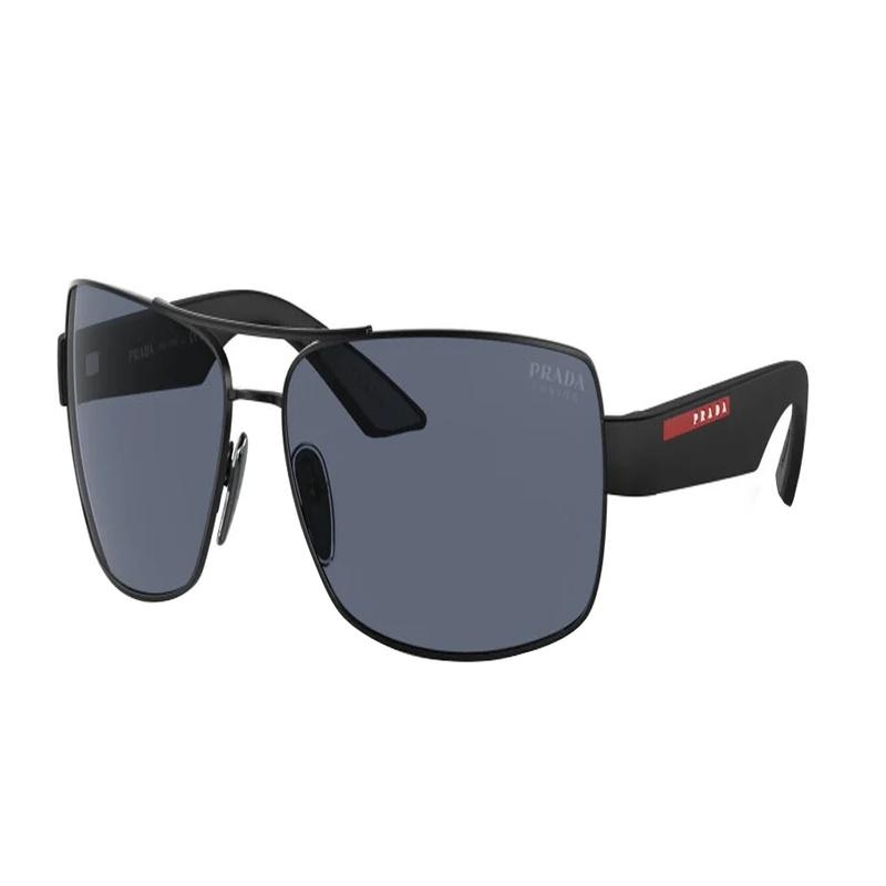 Prada Temple Logo Metallic Nylon Pilot Style Sunglasses Unisex Couple Style Black