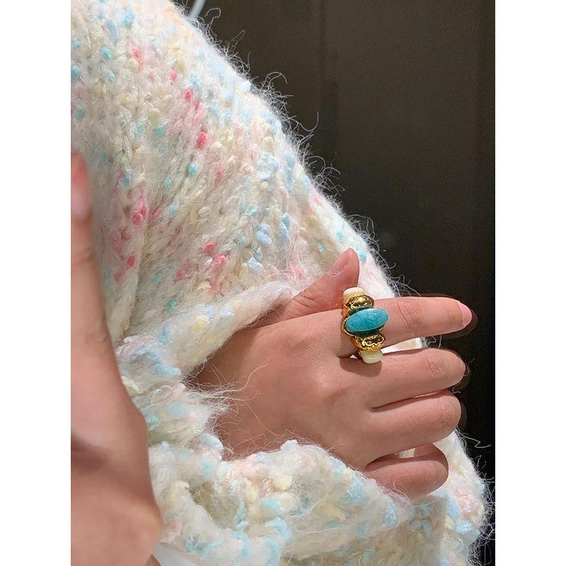 European and American Retro Tianhe Stone Ring for Women, High-End Light Luxury Niche Design, Elegant and Sophisticated Ring, 2026 New Model