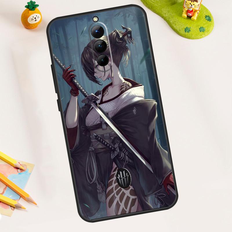 Anime Girl Samurai Case For ZTE Nubia Red Magic 8 Pro 8S Pro 9 Pro Plus Red Magic 6S 7S 6 7 Pro 6R 5S 5G Cover
