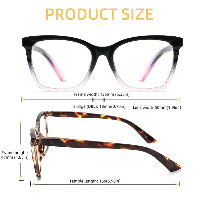 Classic Large Frame High-definition Reading Glasses, Fashionable Anti Blue Light Ultra Light Presbyopia Glasses+100 To+300