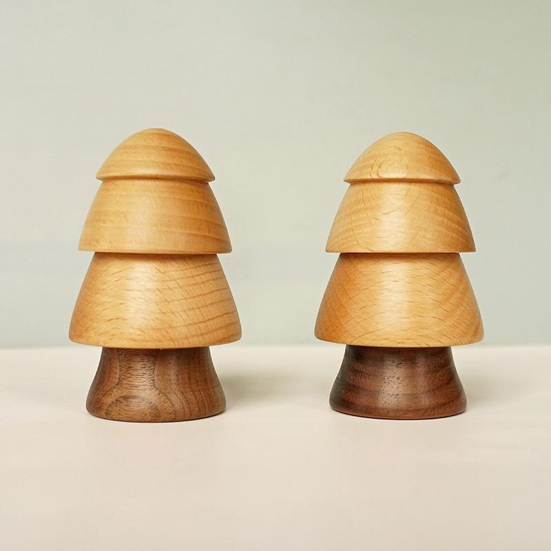 

2 Pieces Tree Shape Toothpick Holder Wooden Floss Box Desktop Ornament Home Decor 2 Pieces/Set