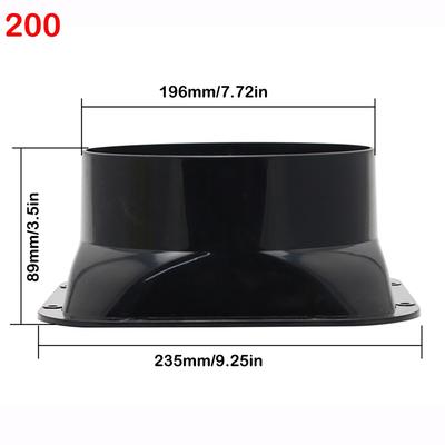 Fan Connection ABS Wall Flange Connector Black 100-300MM Ventilation Pipe Joint Vent Pipe Adapter Kitchen