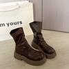 Popular brown British platform Martin boots women's 2025 new summer height increase versatile Maillard short boots