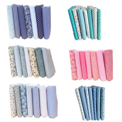 7Pcs/Set Tecido Floral Xadrez Algodão Pano DIY Artesanato Costura Acessórios Feitos À Mão