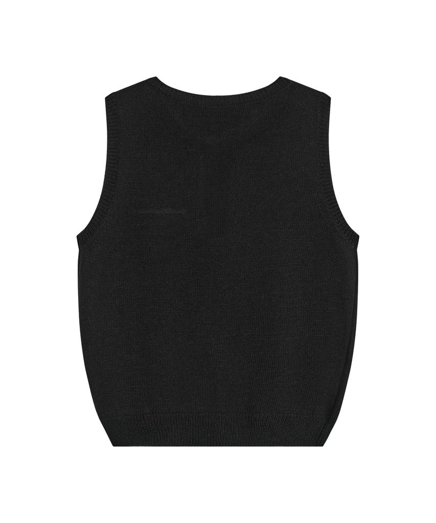 REST&RECREATION Half Button-Up Knit Vest - Black