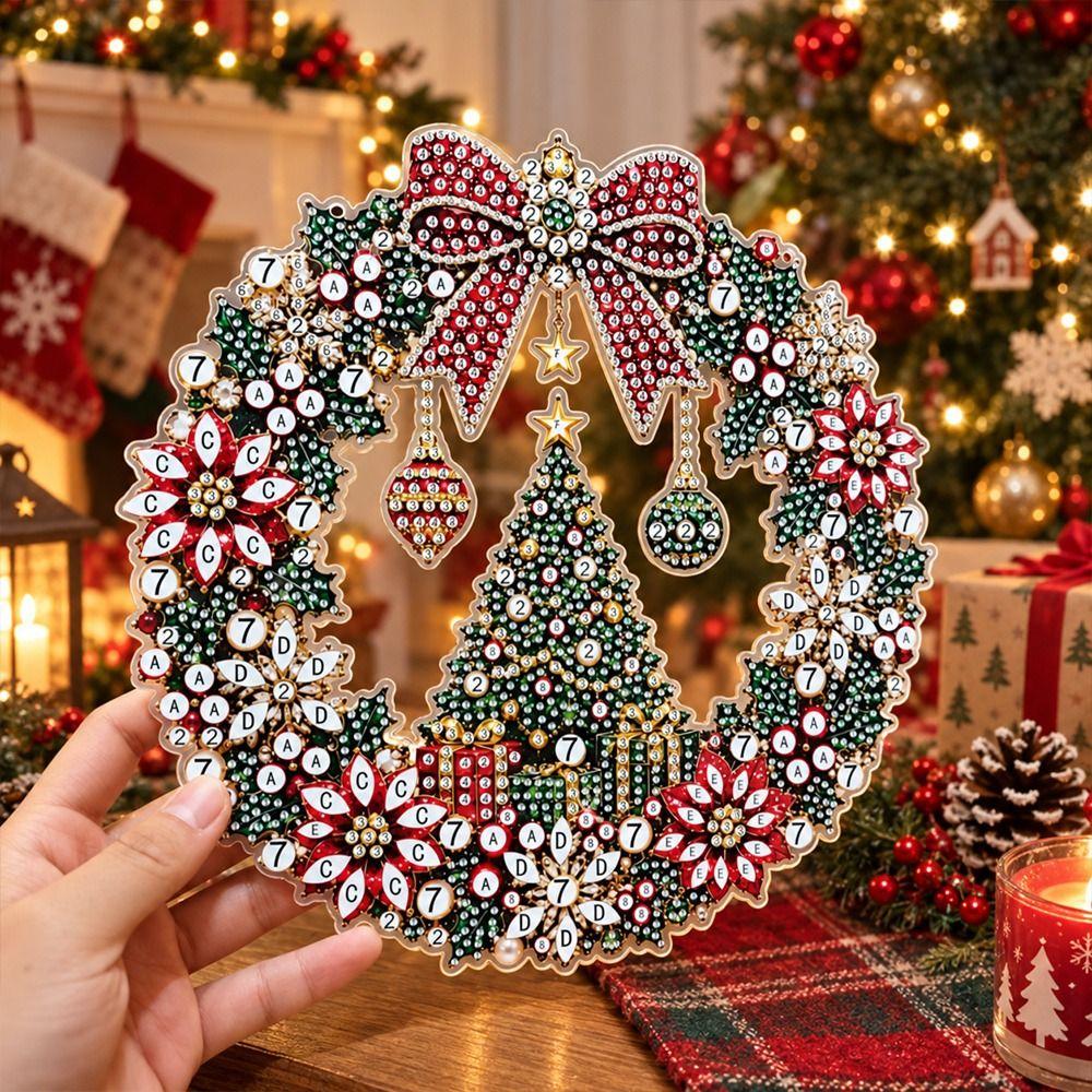 Round Board Pearl Painting Window Hanging Pre Printed DIY Craft Pendant Xmas Tree