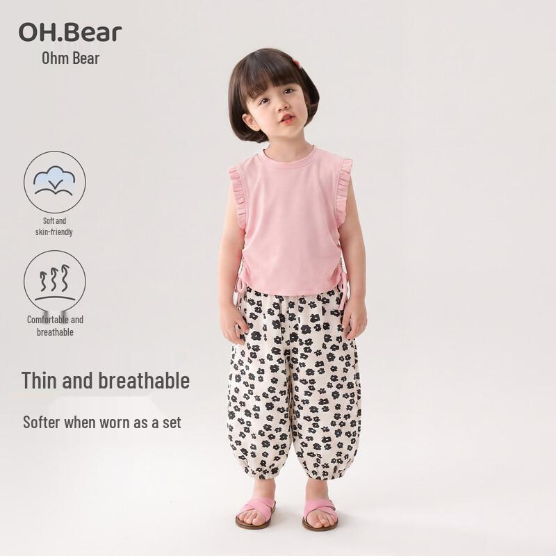 Стильный летний комплект из двух предметов для девочек Ohm Bear 80 розовый