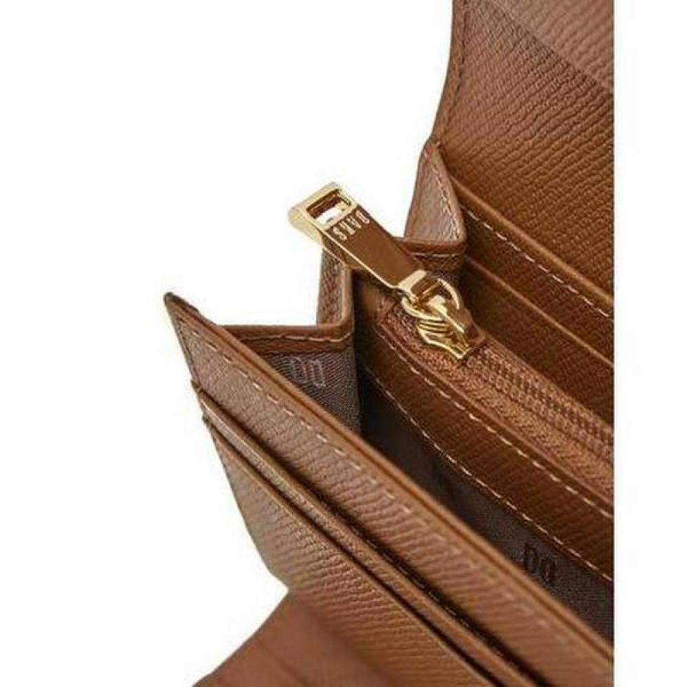 Daks Women Long Wallet Dd Logo Brown Check Pattern Dcwa2f421w2