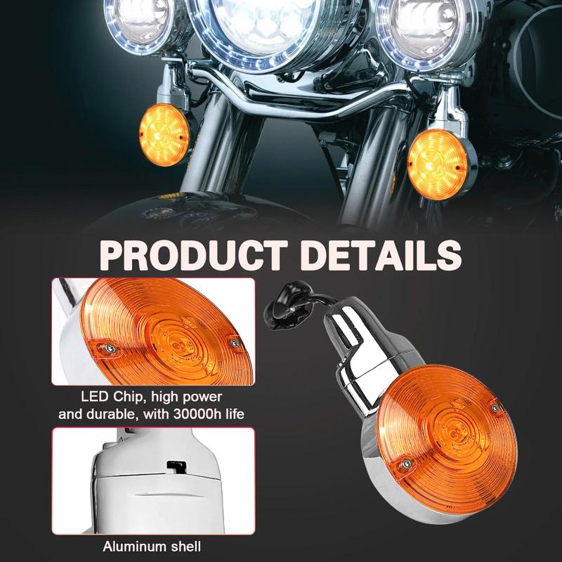 2pcs Motorcycle Front Rear Flat LED Turn Signal Light Amber Indicator Lamp Accessories for Ha-rley Touring 2001-2018