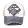 Vintage Distressed Baseball Cap "Jewel Shine" Print Washed Cotton Dad Hat