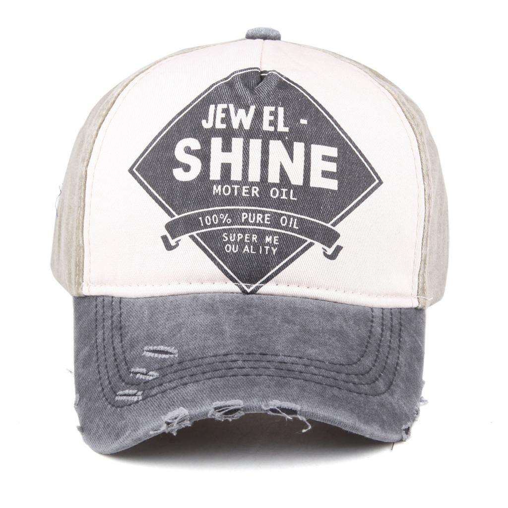 Vintage Distressed Baseball Cap "Jewel Shine" Print Washed Cotton Dad Hat