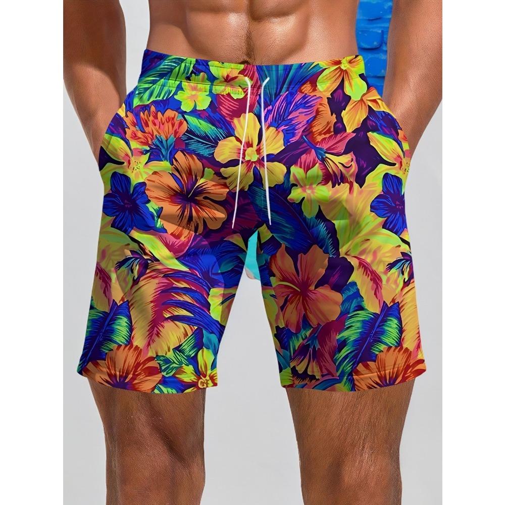 3D Printed Vibrant Street Shorts Abstract Design Tropical Plant Pattern Suitable for Party Casual Beach Shorts Party Shorts XL