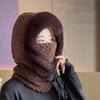 Thickened Beanies Cap Plush Ear Protection Hat Fashion Integrated Scarf Hat Set  Outdoor