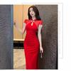 Evening dress women's new high-end modified cheongsam dress hip-wrapped split sexy tight dress summer