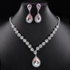 Multicolor Waterdrop Crystal Necklace & Earring Set for Brides