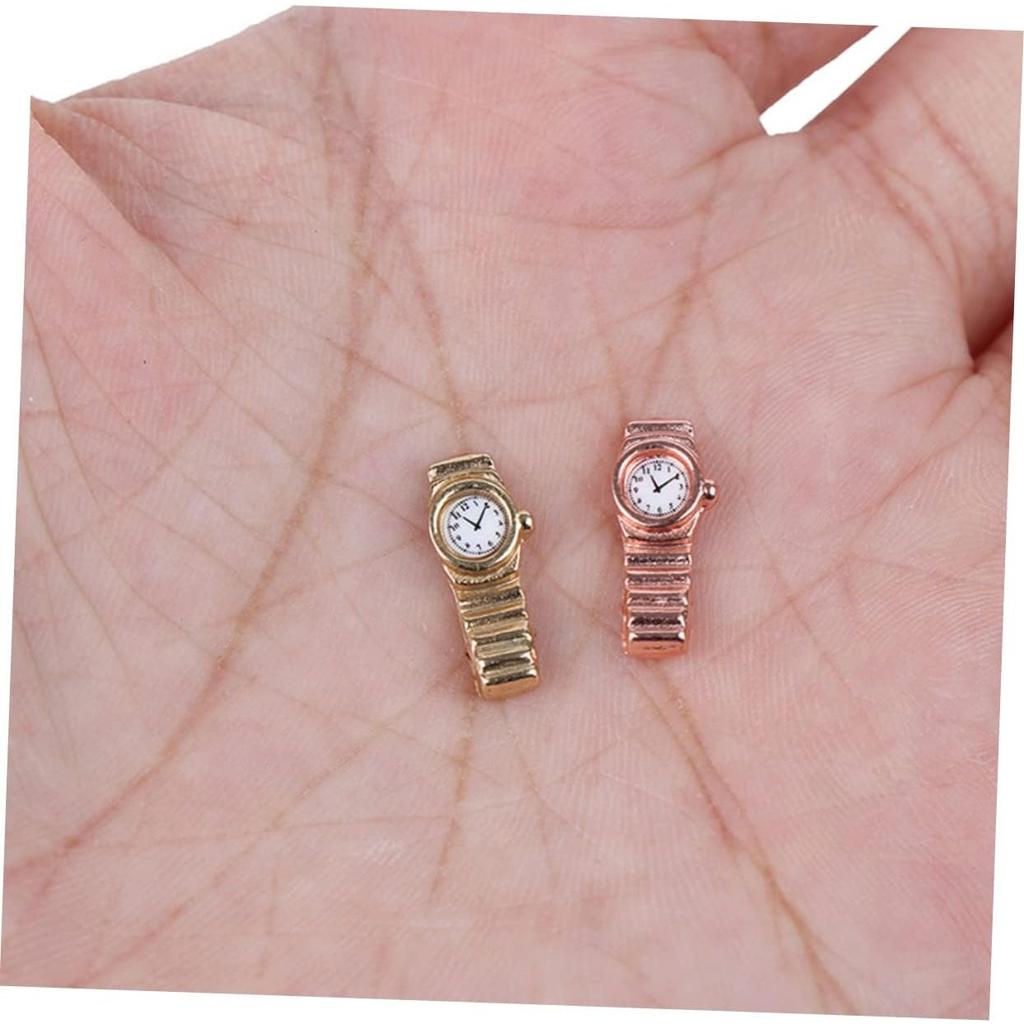 4 Pieces Micro Toy Christmas Decor Baby Doll Playset Furniture Accessories Mini Furniture Watch Toy Miniature Watches Mini Dolly Watches Pocket Watch