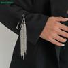 Metal Tassel Safety Pin Brooch, Long Chain Dangle Lapel Pin for Coat, Suit & Fashion Jewelry