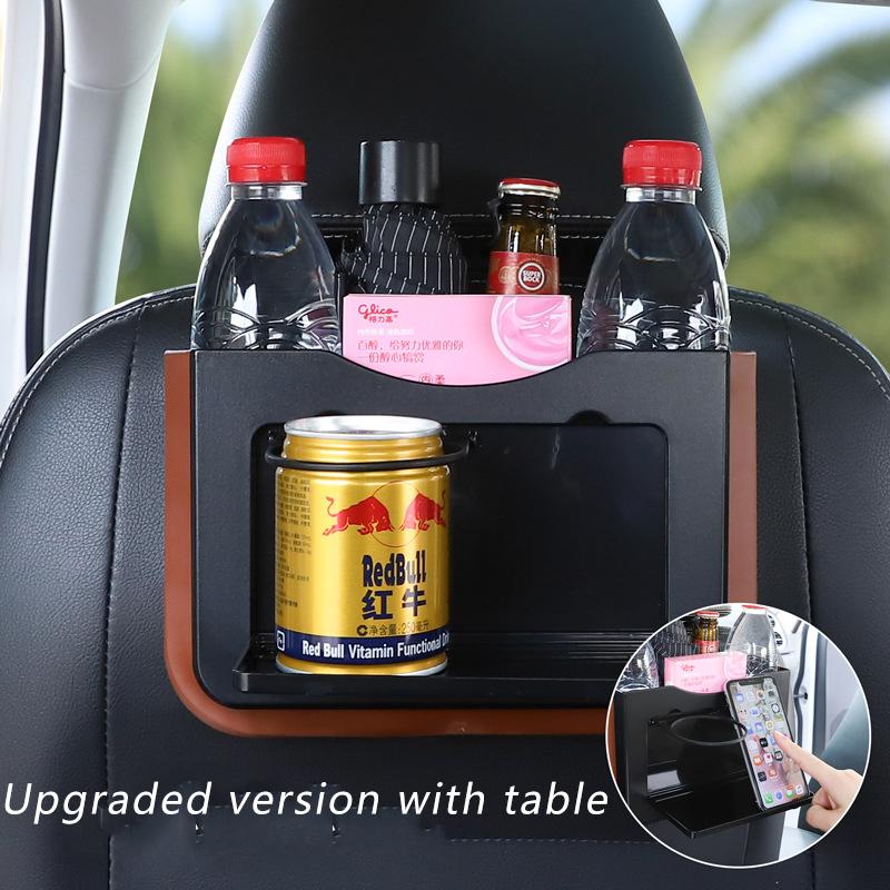 Car Trash Can Organizer Net For Storage Bag Auto Pocket Tablet Phone Glasses Protection Tray Back Table Rear Seat Cup Holder