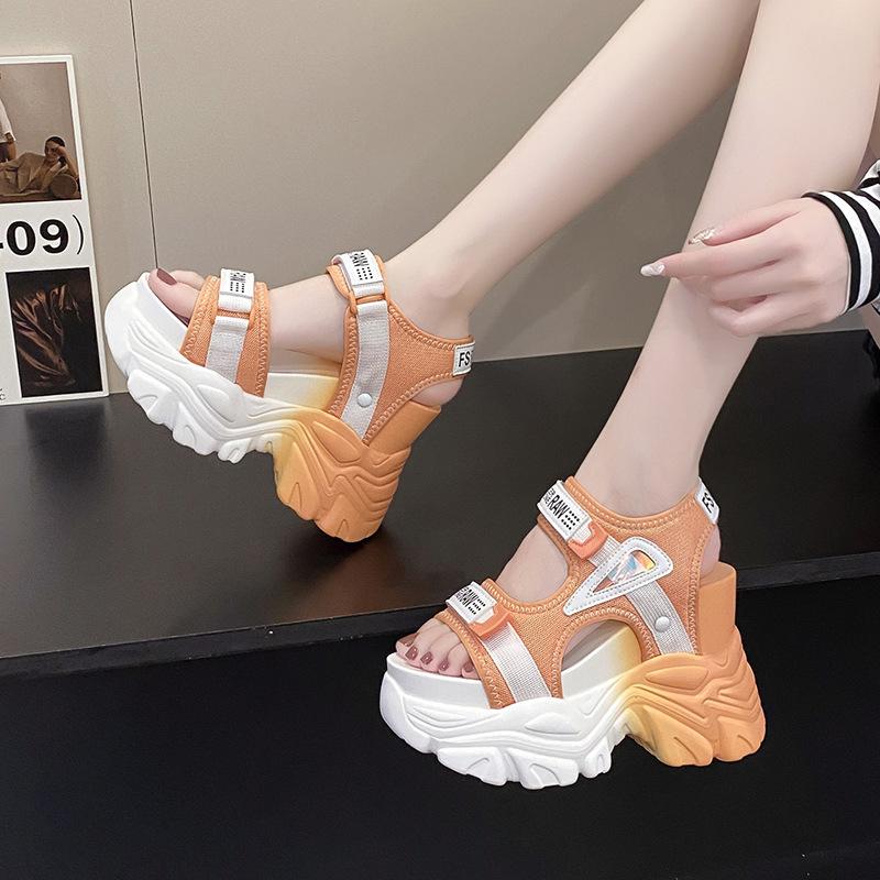 Fashion Platform Sandals Women 2025 New Summer Chunky Peep Toe High Heels Female Wedges Shoes for Women Fish Toe Red Sandalia