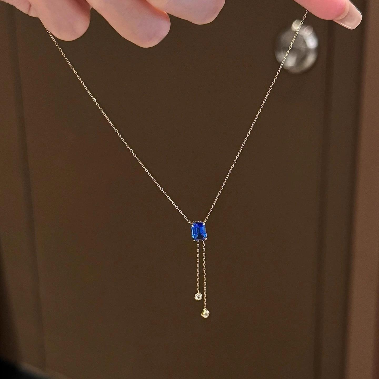 Изысканное бриллиантовое колье-подвеска: Роскошная квадратная ключичная цепочка для женщин, украшение в холодном стиле