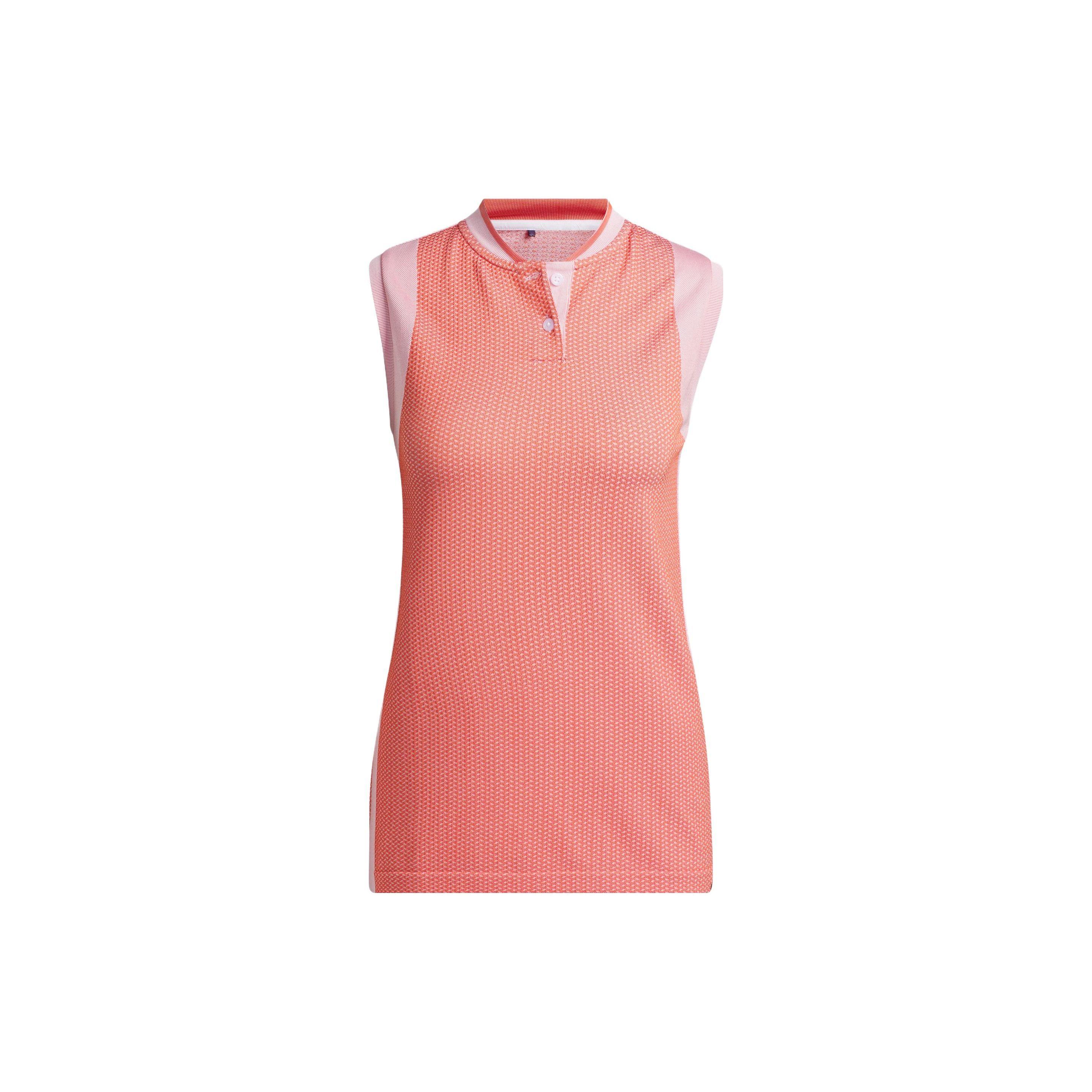 Adidas Ultimate365 Tour Primeknit Geometric Pattern Full Print Golf Sleeveless Polo Women tops Old-Red HS8948 XS