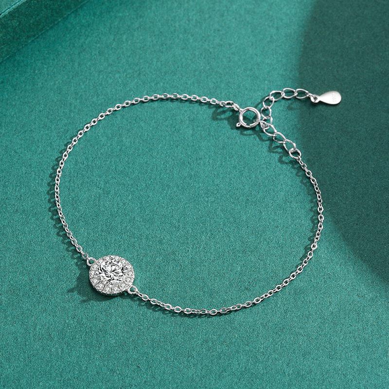 MODIAN 925 Sterling Silver Luxury 1CT Sparkling Clear CZ Link Chain Charm Bracelet For Women Wedding Engagement Jewelry