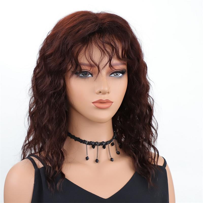 Synthetic Natural Wig Long Curly Hair for Women Daily Use Wig with Bangs Cancer Patient Gift Outfits Costume Wigs