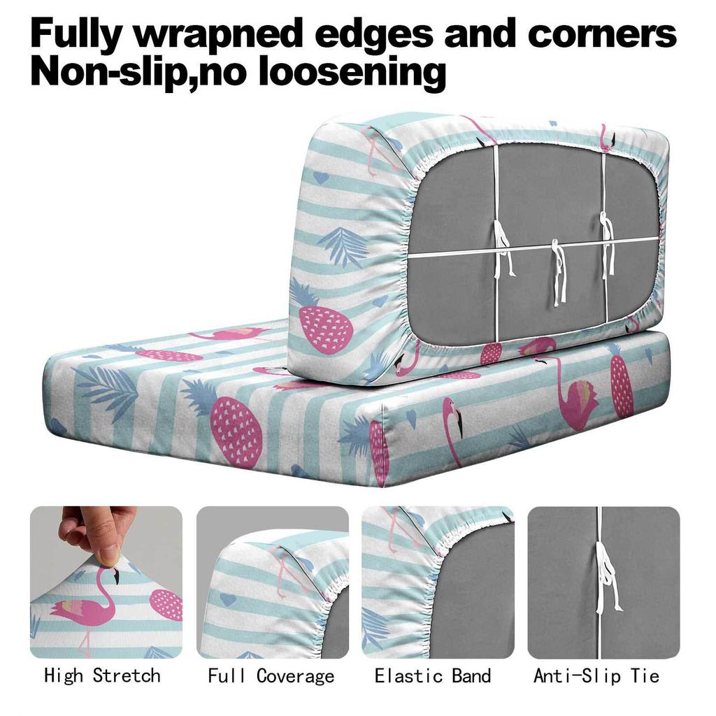 RV Camper Elastic Sofa Cover with Anti-Slip & Anti-Shedding Tie Rope