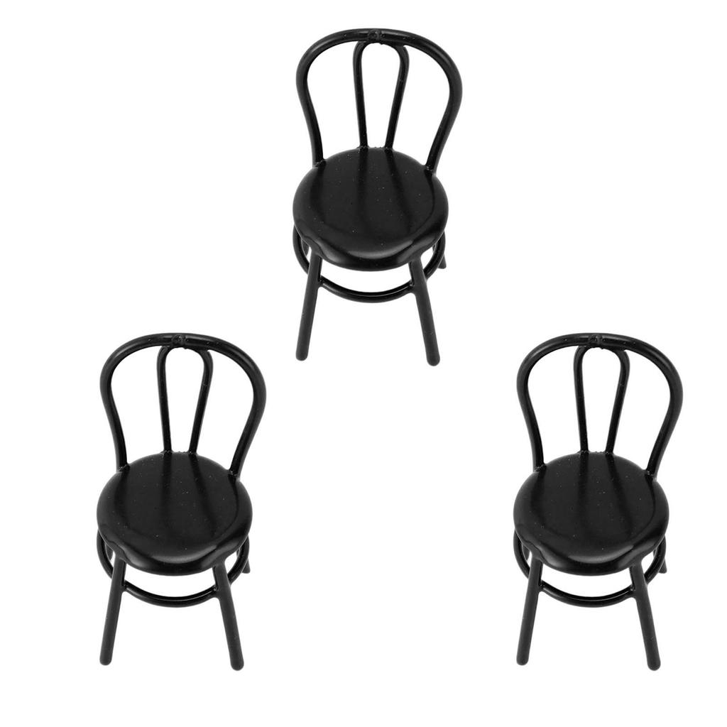 3 STK Miniatur Stühle 1:12 Maßstab Puppenhaus Rückenlehne Stuhl Metall Möbel Modell für Puppenhaus