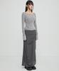 Peulleeoeob Asymmetrical Draped Long Skirt (Fl-263_Dark Gray)
