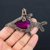 Amazing Pink Flash Labradorite Gemstone Handmade Pure Copper Wire Wrapped Fish Pendant Jewelry