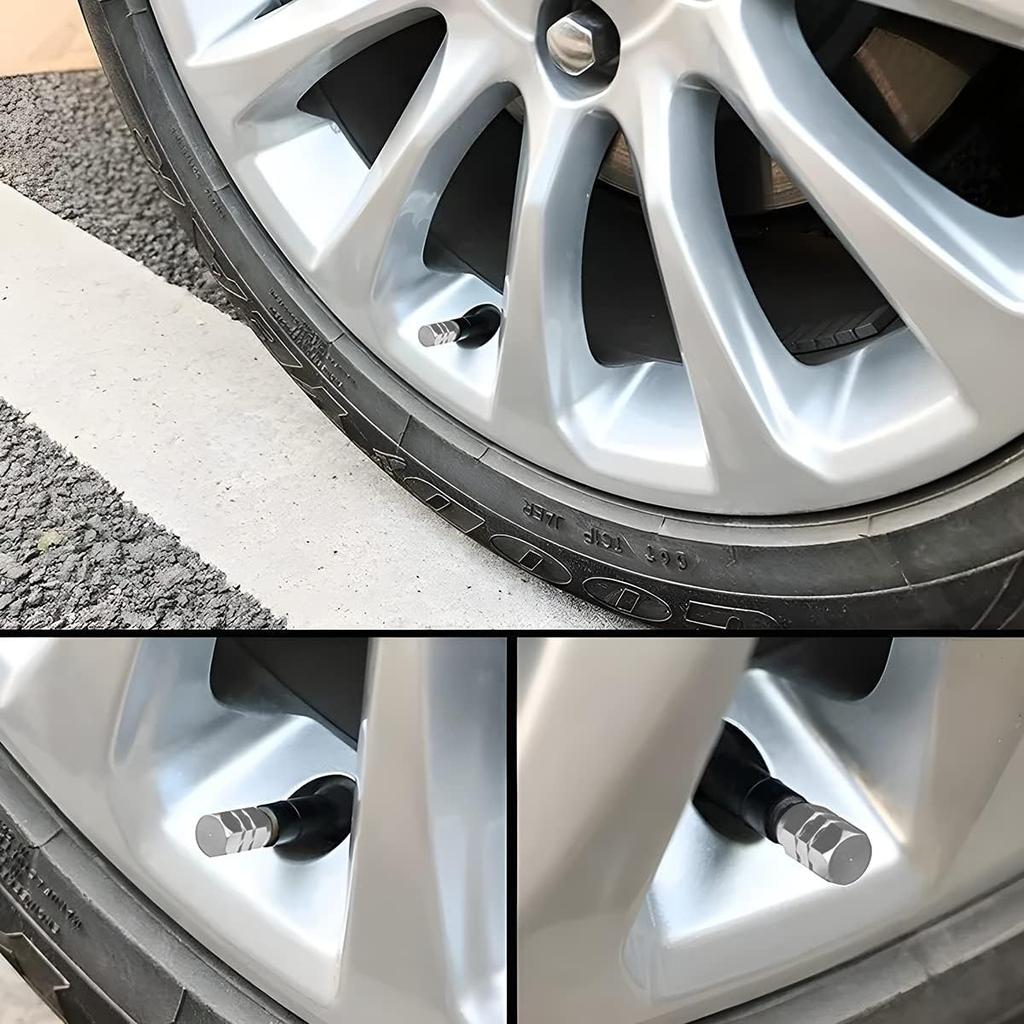 Car Tire Valve Stem Cap, 12 Pcs Wheel Valve Covers, Leak-Proof Air Caps Cover, Airtight Aluminum Alloy Hexagon Shape Tyre Accessory, Universal for