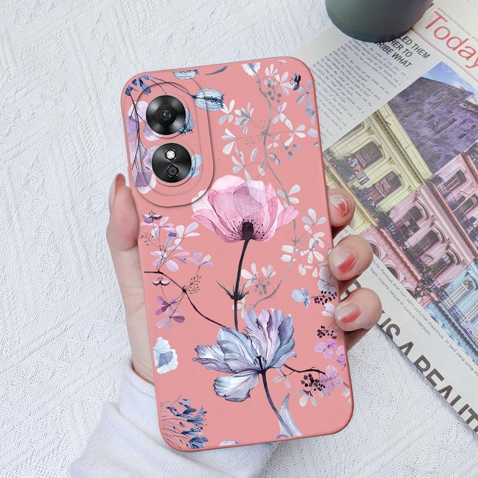 For OPPO A9 2020 A15 A15S A17 A58 A1Pro 5G Phone Case Fashion Avocado Flower Camera Protection Liquid Silicone Soft Cover For OPPO A33 Fundas Coque