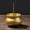 Pure Copper Gold Lotus Flower Incense Burner Mini Small Incense Stick Holder Aromatherapy Censer for Temple Teahouse Home Decor
