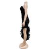C6713 Women's Fashion Solid Color Backless Sequin Feather Bandeau Dress