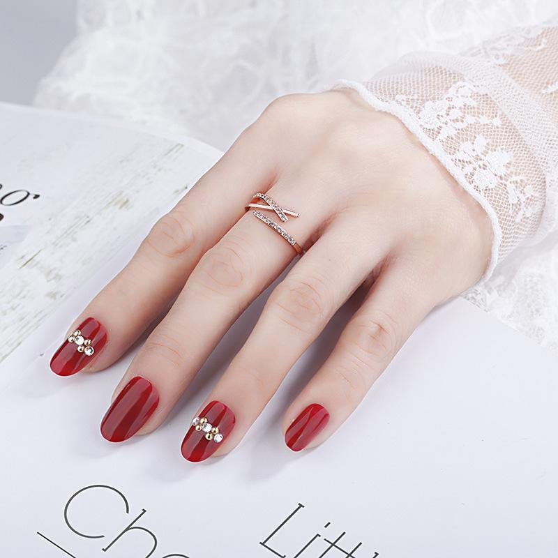 Ladies Cross Crystal Adjustable Open Rings Jewelry