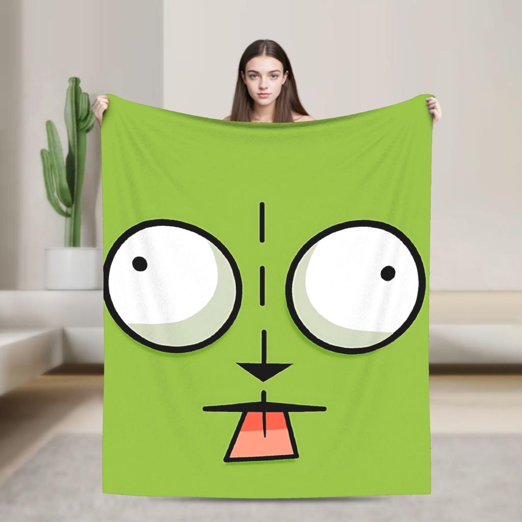 Invader Zim oil Blanket Warm Soft Novelty Plush Throw Blanket For Home Decor Travel Office Flannel Bedspread Bed Cover