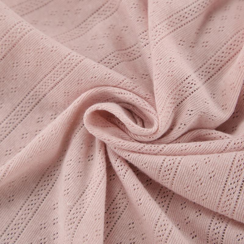 Women Comfortable Breathable Knitted Cropped Long Sleeve Long Pants Two Piece Sleepwear Loungewear