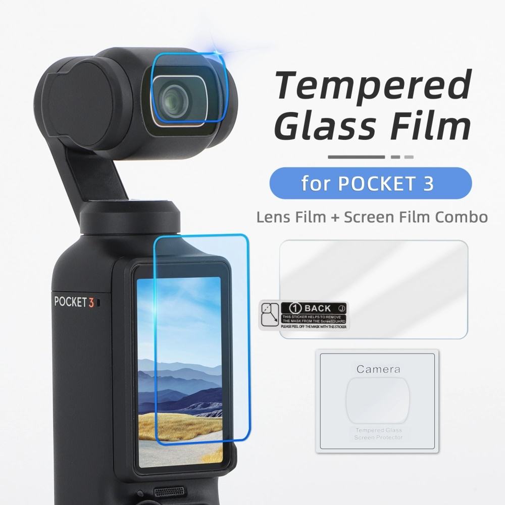 HD Lens & Screen Tempered Glass Film for DJI Osmo Pocket 4/3, Anti-Explosion Anti-Scratch Dustproof Protector Camera Accessories