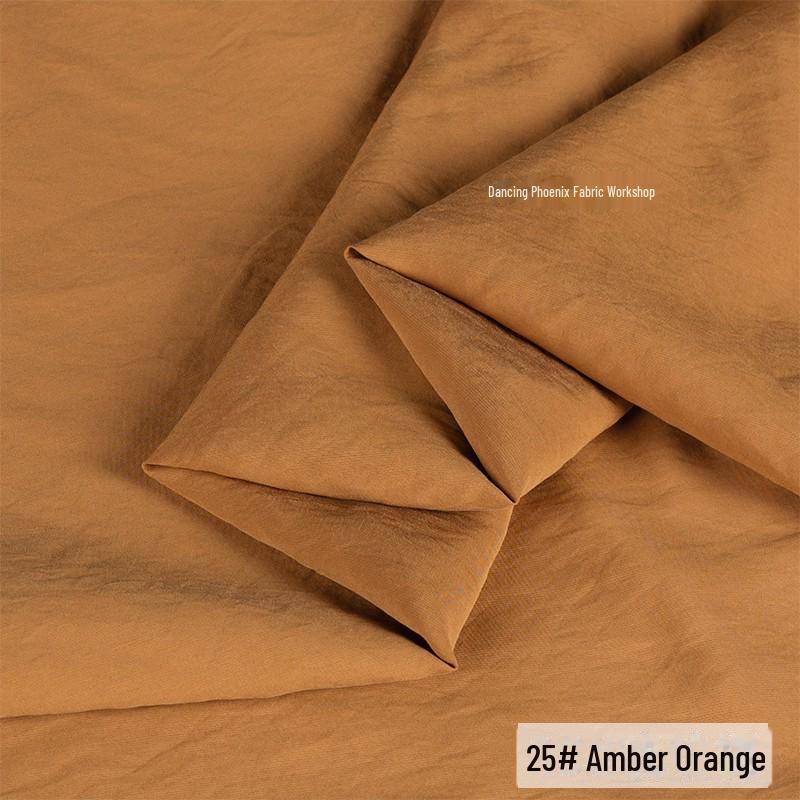 Retro Pískově Praná Matná Měděná Amoniaková Hedvábná Tkanina - Nepružný Mlhavě Mrazivý Materiál na Top/Sukni