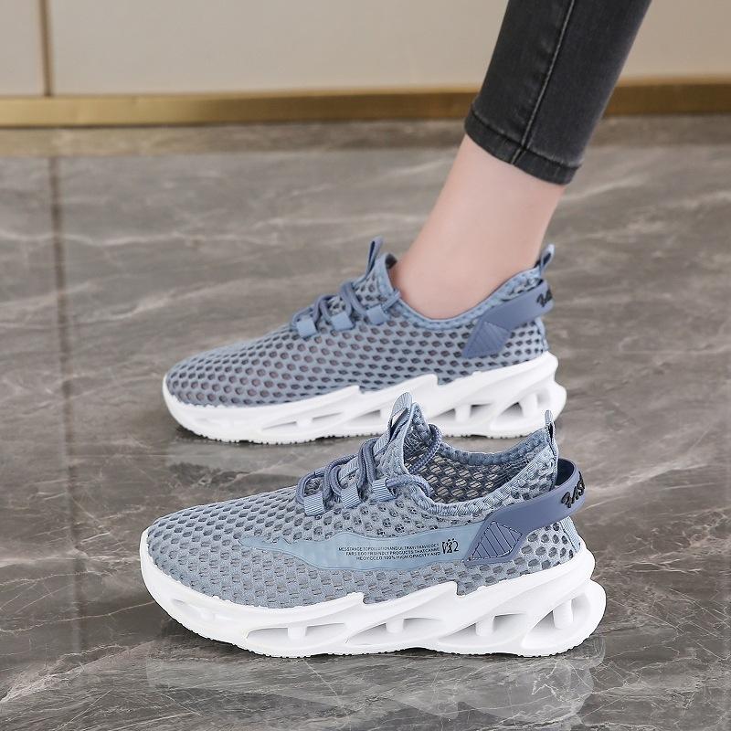 Men's Shoes Summer Sports Breathable Mesh Hollowed Casual Shoes Men's Heightening Shock Absorption Single Mesh Thin Running Tide Shoes