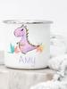 Personalisierte Dinosaurier-Buchstaben-Tassen Niedliche Emaille-Kaffeetasse Saftbecher Geschenke für Sie Geburtstag Muttertag Niedliche Mädchen
