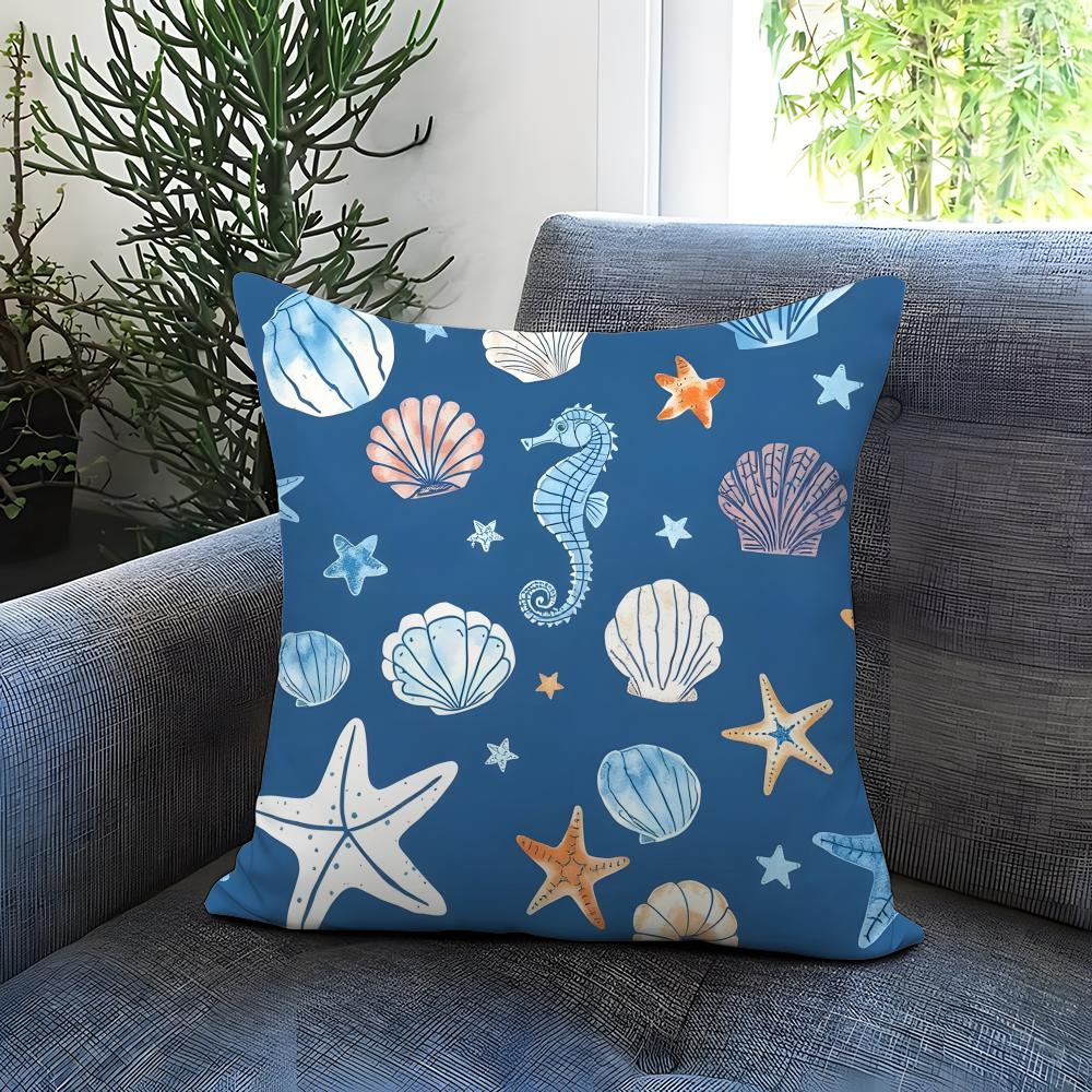 Light blue ocean ripple Cushion Cover Comfortable Reversible Pillow Cover Ideal for Car Sofa Bedroom  Beyond