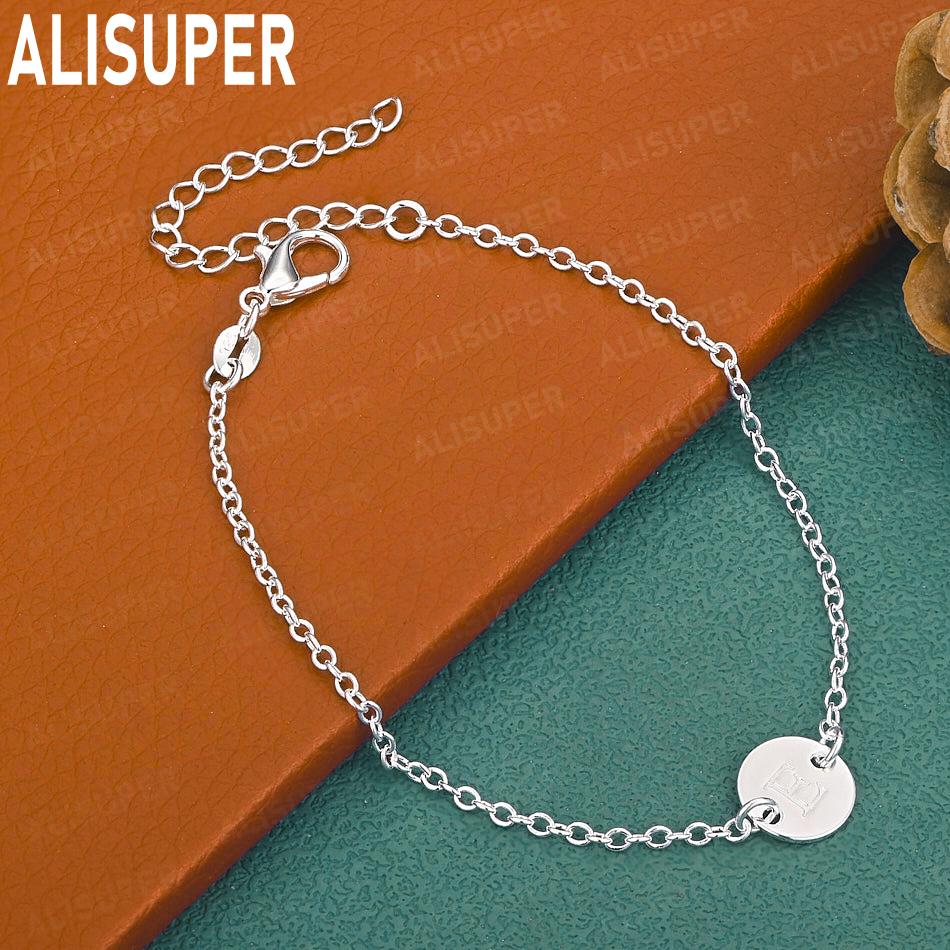 925 Sterling Silver 26-Letter Romantic Round Bracelet - Exquisite Gift Jewelry