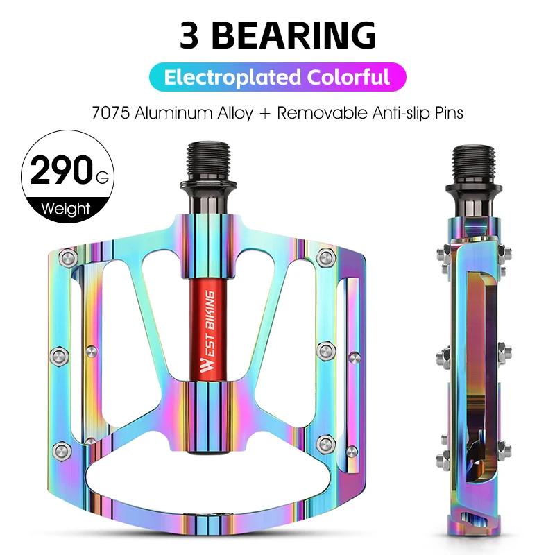 WEST BIKING Professionelle Fahrradpedale 280g Leichtes CNC-Aluminium 3-fach-Lager aus Molybdänstahl Erweiterte Fahrradteile