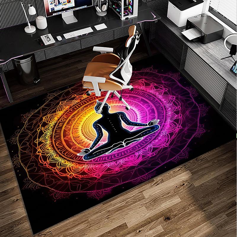 Moonlit Meditation Office Rug Chair Mat, Entryway Carpet, Suitable for Front Door, Bedroom, Living Room, Desk, Holiday Gift