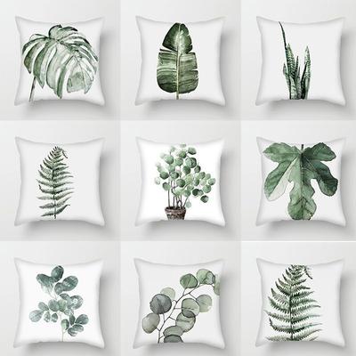 Simple Fresh Leaf Pattern Print Cover Car Sofa Cushion Cover Luxury Home Decoration Cushion Cover