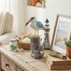 Wooden Seabird Ornaments Ocean Theme Decorative Figurine with Starfish And Hemp Rope Decor Desktop Accent for Home