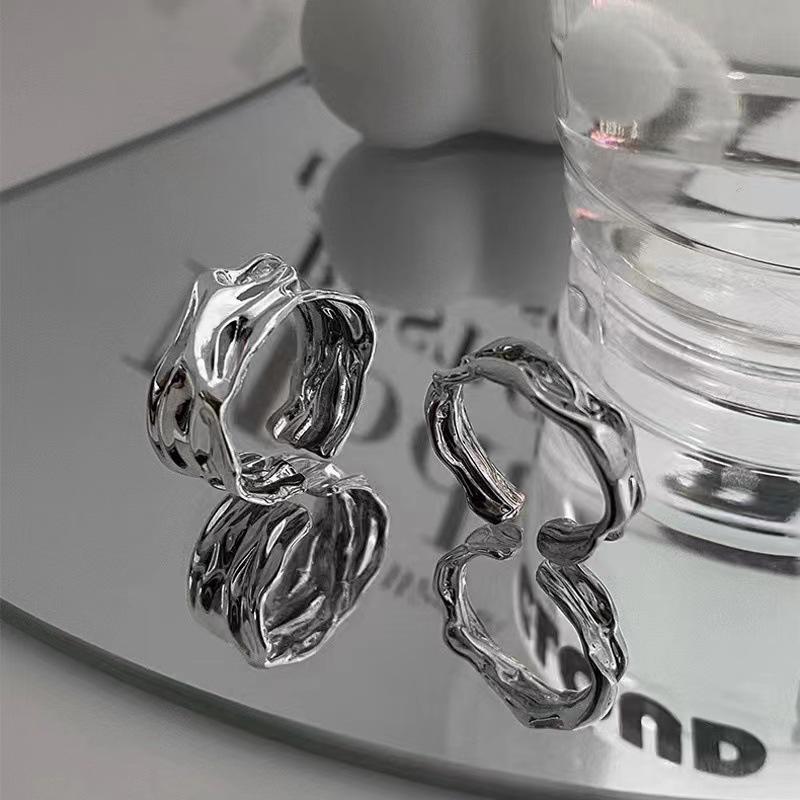 Punk Adjustable Open Ring for Women Men Geometric Irregular Personality Temperament Rock Metal Y2K Accessories Jewelry Gifts