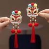 2pcs Bow New Year Tassel Barrettes Plush Ball Embroidered Bow Headwear Hanfu Hair Accessories  Kids